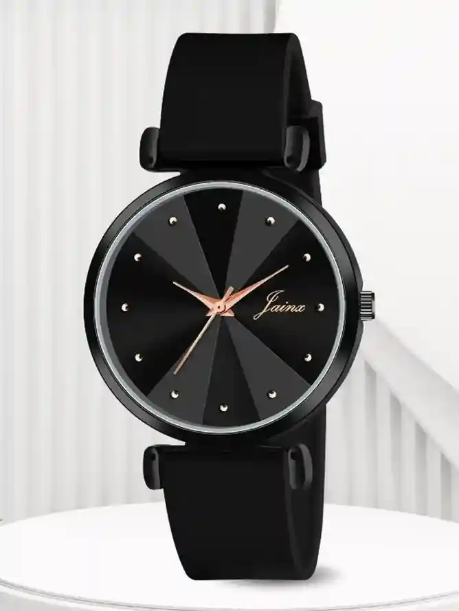 JAINX Black Silicone Band Analog Watch  - For Women JW8552